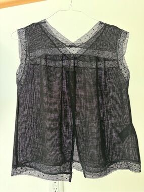 Sandro Sheer Black Lace Sleeveless Top